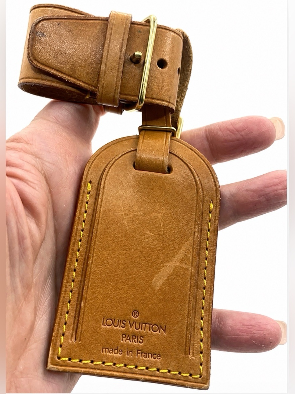 Louis Vuitton Authentic Leather Vachetta Luggage Tag and Poignet Vintage